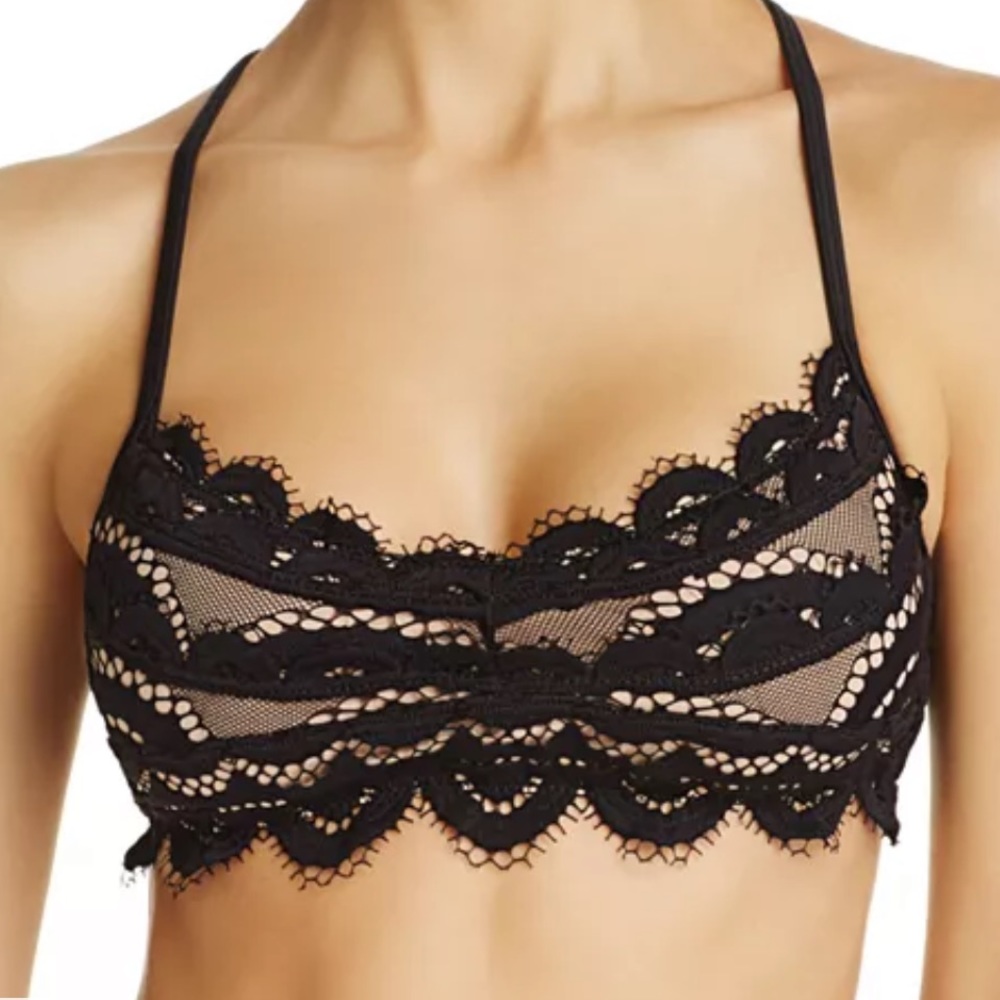 PQ SWIM black lace bikini top size Large